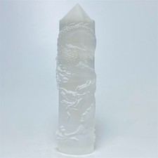 120g Carving ! Natural Shiny White Selenite Tower Reiki Stone Healing L881