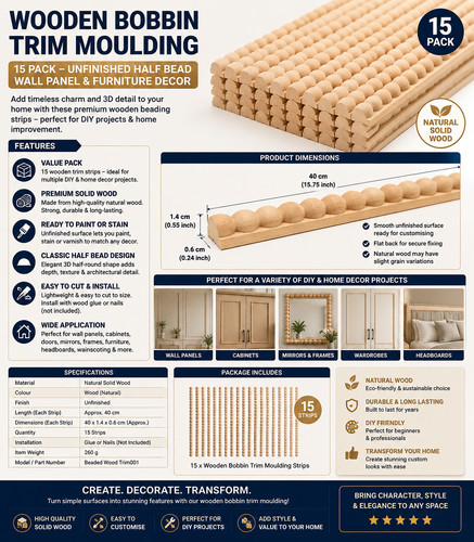 Wooden bobbin trim moulding - bobbin,