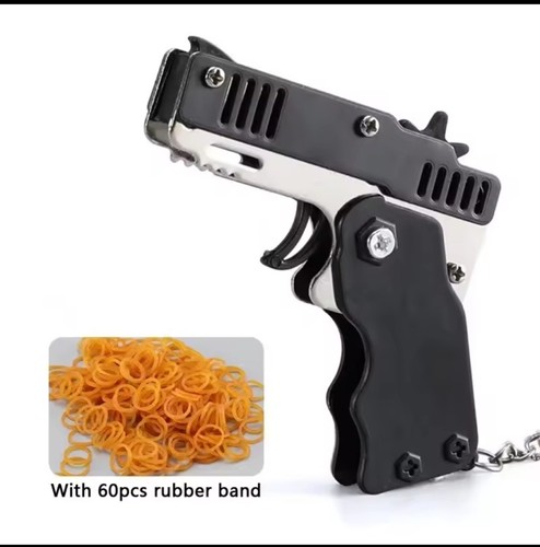 Keychain rubber band toy gun - rubber,