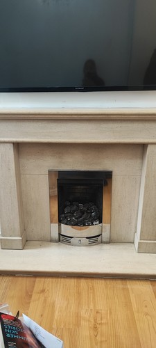 Limestone fireplace surround - fireplace,