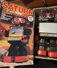 Vintage Saturn 13" Giant Walking Robot & Box (Battery Powered) Tested & Working