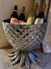 Giant Pineapple Champagne Wine Ice Bucket Cooler - Silver Metal Aluminium H 40cm