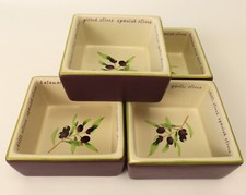 Rayware Square Olive Serving Dishes X4 Stoneware Nibbles Dishes Party Food VGC