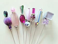 7 x Vintage Bead Hat Pins