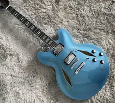Semi Hollow Body DG335 Electric Guitar Metallic Blue Rounded Fret Chrome Part