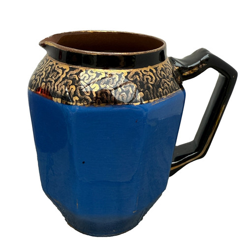 Antique blue lustre hexagonal - antique,