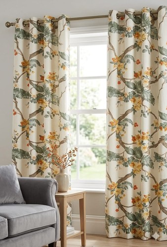 Floral blackout curtains pair - curtains,