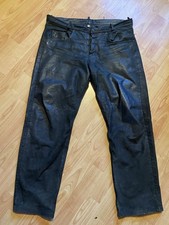 Real Leather Jeans Biker Black