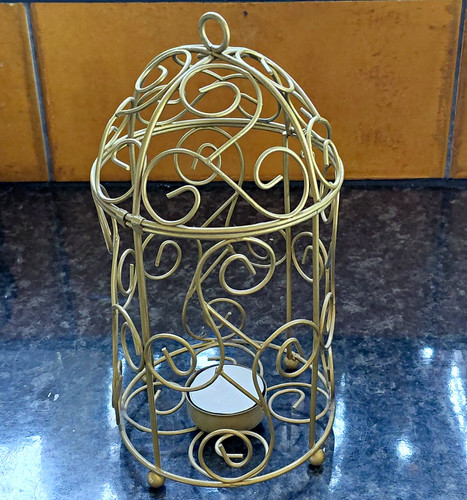 Gold bird cage tealight - gold,