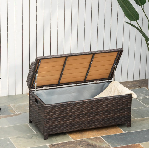 Rattan storage bench outdoor - bench,