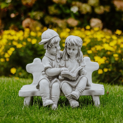 Girl boy bench set stone - girl,