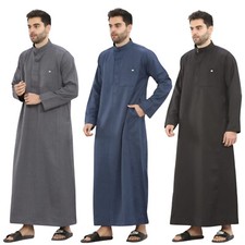 Winter Warm Designer Jubbah Jubba Thobe Thoab Kaftan Collar Qamees Men Saudi Sty