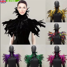 Gothic Natural Feather Collar Choker Shrug Shawl Shoulder Wrap Cape Decor .