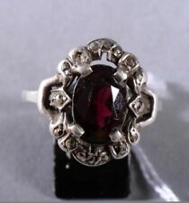 Antique silver garnet ring with marcasite size R