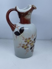 VICTORIAN HAND PAINTED OPALINE GLASS EWER / Pitcher