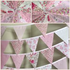 HANDMADE FABRIC BUNTING. 8FT,16FT,32FT,NO GAPS.VINTAGE,FLORAL,PASTELS,WEDDINGS