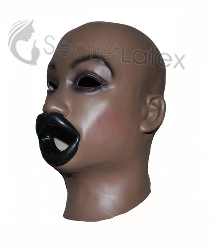 Brown female latex mask rubber - brown,