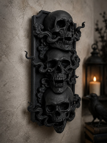 Triple skull gothic wall - skull,