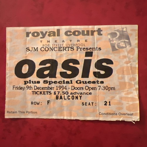 Oasis original concert ticket - oasis,