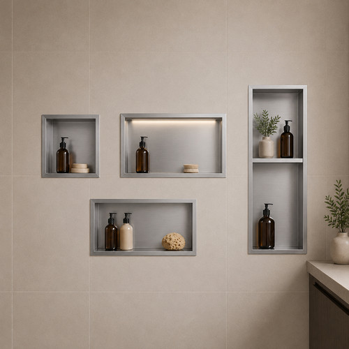 Brushed stainless steel shower - brushed,