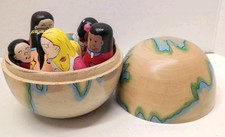 VTG Wooden World Globe with 9