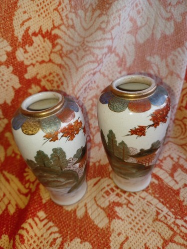 Satsuma vases pair 5 inch - vases.,