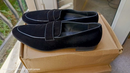 Black loafers suede - , leather