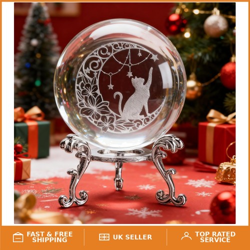 Laser etched cat crystal - laser,