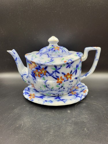 Antique wood blue floral - antique,