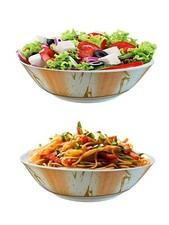 Melamine Printed Serving Bowl 750 ml,White, 2U