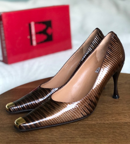 Vintage brown lizard pumps - brown,
