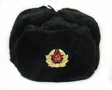 Men's 100% Polyester Russian Hat with Soviets Army Badge Black