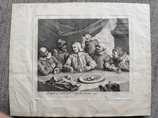 1753 William Hogarth Original Etching. Columbus Breaking The Egg. Frontispiece.