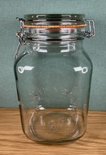 Genuine 8.5 inch KILNER clip Top Large Clear Squared Glass Kitchen Storage Jar