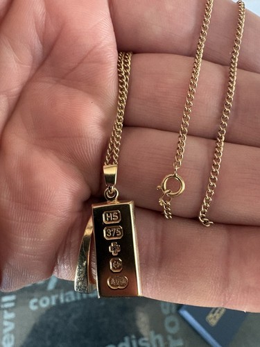 9ct gold ingot pendant - gold,