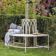 Bench: Eclipse Outdoor Tree Bench Seat, White