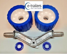 BOAT TRAILER ALLOY WING BRACKET + NON MARKING BLUE WHITE WOBBLES - ROLLER BUNK