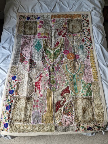 Large vintage indian patchwork - vintage,