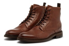 Oliver Sweeney Chaves Dark Tan Calf Leather Derby Boots Size 7 RRP£279