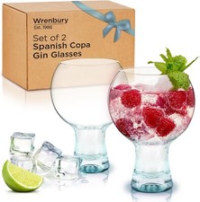 2x Large Gin & Tonic Goblets Balloon Cocktail Glasses Thick Coloured Stems 540ml