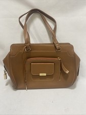 TOD’S Pebbled Leather Handbag Satchel Tan Shoulder Bag Zip Fastening