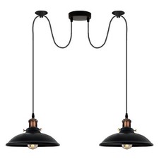 Vintage Ceiling Pendant Light Industrial Metal Lampshade 2Way Hanging Retro Lamp