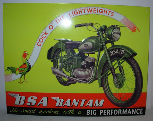 Bsa bantam motorcycle tin sign - bsa,