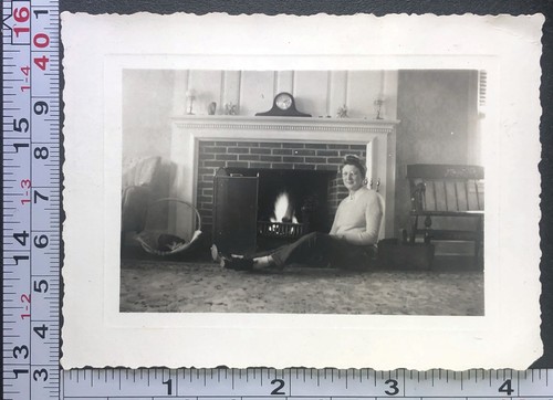 Young woman fireplace mantle - woman,