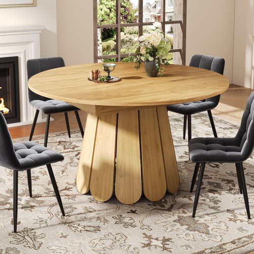 Round extendable dining table - extendable,