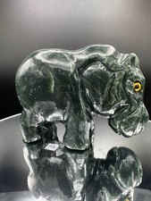 Crystal Hippo Nephrite Jade Carving Green Natural Gemstone Animal Large 3274