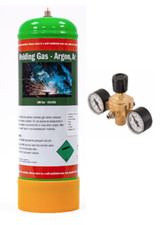 Pure Argon gas bottle 220ltr M10 THREAD with 2 Guage Regulator