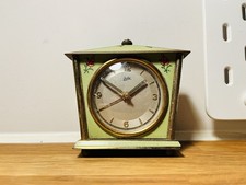 Cute Vintage 1950s Pagoda Top Style JUBA German Green Mechanical Alarm Clock 👀