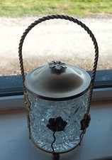 Glass Biscuit Barrel In Gold