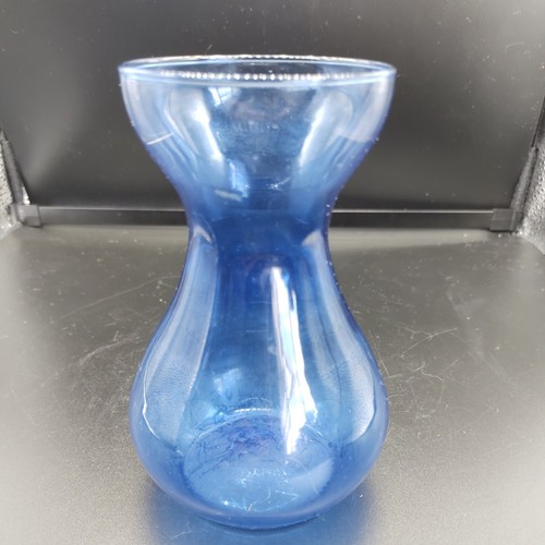 Blue glass hyacinth bulb - glass, vase
